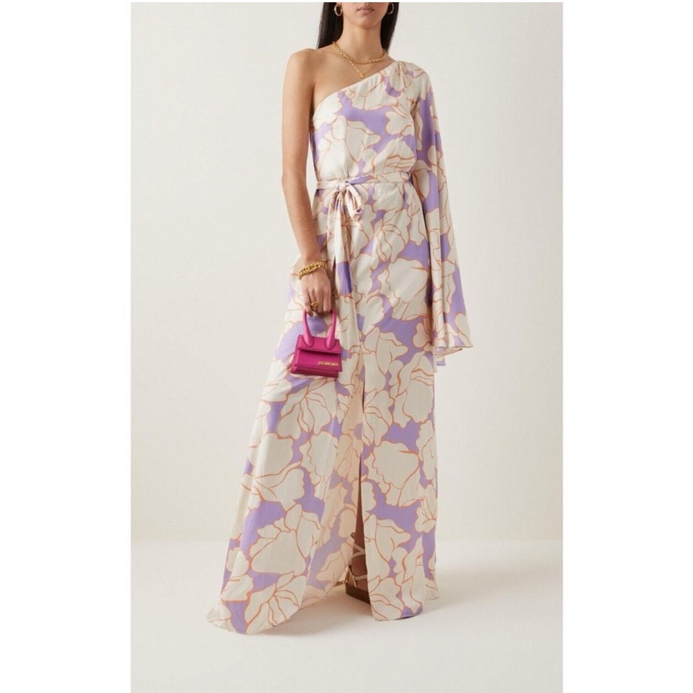 Alexis Leonette Maxi Dress Wisteria Purple Floral One Shoulder